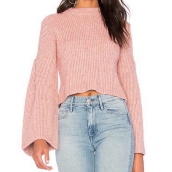 64. ENDLESS ROSE Pink Bell Sleeve Sweater small Revolve - Picture 6 of 10